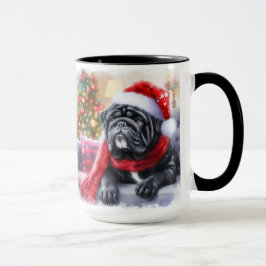 ブラックシールブルドッグクリスマススカーフコーヒーマグカップ マグカップ