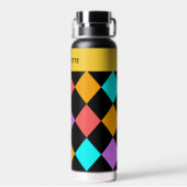 ブラックジオメスタイリッシュトリモットパターンモノグラム ウォーターボトル (背面)