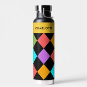 ブラックジオメスタイリッシュトリモットパターンモノグラム ウォーターボトル (左面)