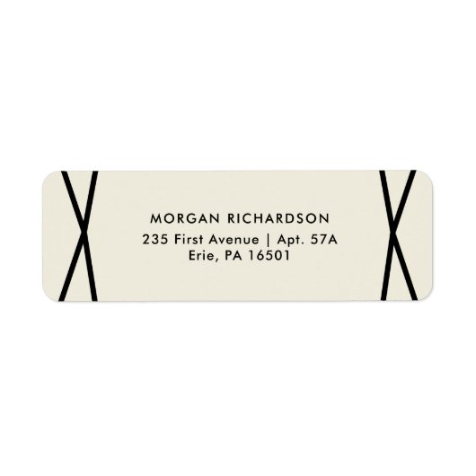 ブラックジオメトリックオンベージュ色 ラベル (正面)