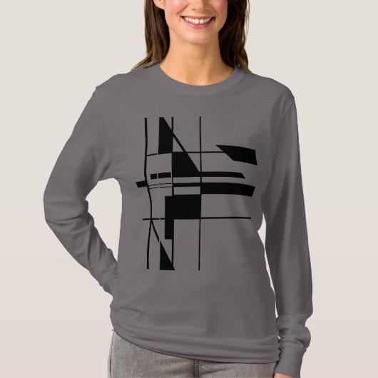 ブラックジオメトリックゲームボードMCMルック抽象芸術アート Tシャツ (正面)