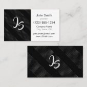 ブラックジオメトリックトレンディーパターンのモノグラム 名刺 (正面/裏面)