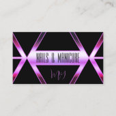 ブラックジオメトリックピンクパープルきらめくとモノグラム 名刺 (正面)