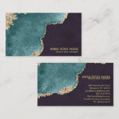 *~*ブラックジオードティール（緑がかった色）モスエーゲート金ゴールドグリッター 名刺 (正面/裏面)