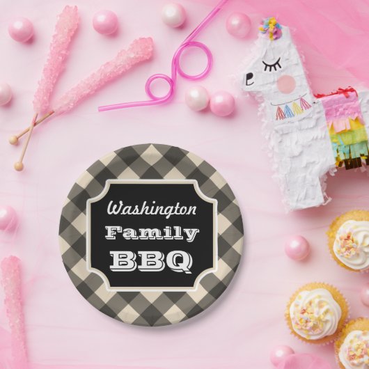 ブラックジパーソナライズされたンガム紙プレート ペーパープレート (パーティー)