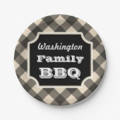 ブラックジパーソナライズされたンガム紙プレート ペーパープレート (正面)