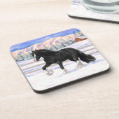 ブラックジプシーヴァンナーアイリッシュコ荷車を引くブホースの雪 コースター (左側)