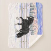 ブラックジプシーヴァンナーアイリッシュコ荷車を引くブホースの雪 シェルパブランケット (正面)