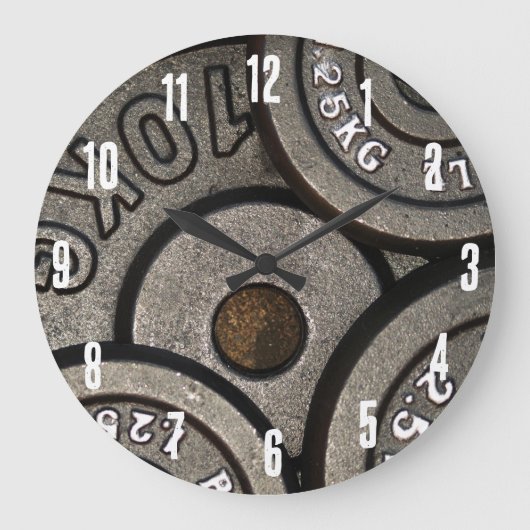 ブラックジムウェイトフィットネス ラージ壁時計 (正面)