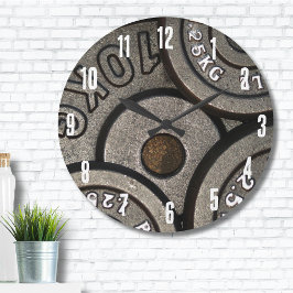 ブラックジムウェイトフィットネス ラージ壁時計