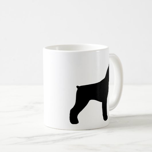 ブラックジャイアントシュナウツァーシルエット犬の恋人 コーヒーマグカップ (正面右)