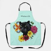 ブラックジャガーポートレート花 エプロン (正面)