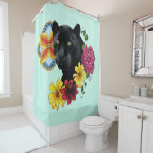 ブラックジャガーポートレート花 シャワーカーテン (インサイチュ)