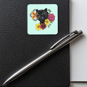 ブラックジャガーポートレート花 スクエアシール