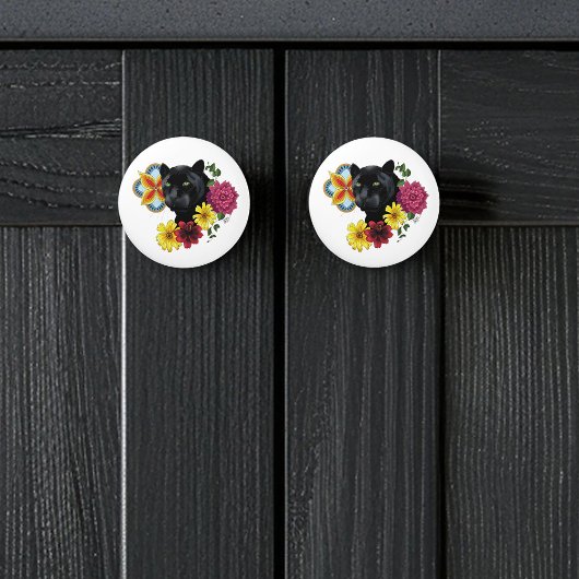 ブラックジャガーポートレート花 セラミックノブ