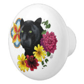 ブラックジャガーポートレート花 セラミックノブ (右)