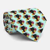 ブラックジャガーポートレート花 ネクタイ (ロール)