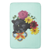 ブラックジャガーポートレート花 バスマット (正面縦)