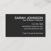 ブラックジャズダンスシュースタジオ先生振付家 名刺 (裏面)