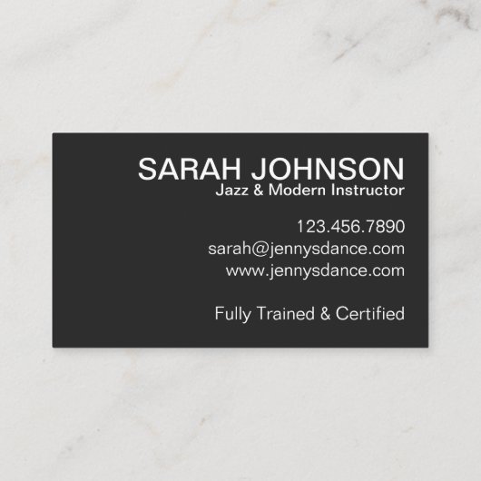 ブラックジャズダンスシュースタジオ先生振付家 名刺 (裏面)