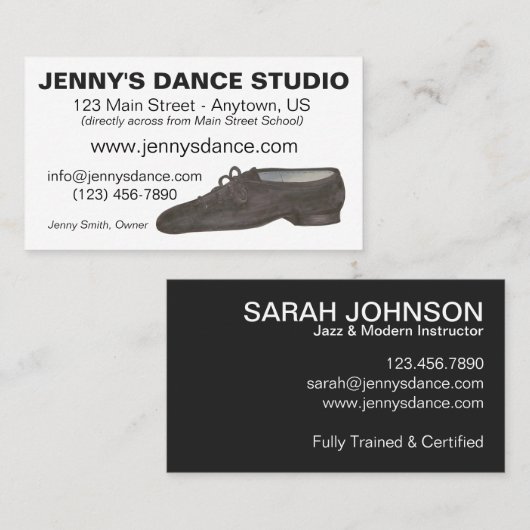 ブラックジャズダンスシュースタジオ先生振付家 名刺 (正面/裏面)