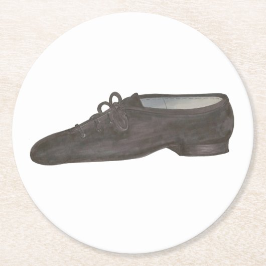 ブラックジャズダンスシューダンサー誕生日パーティー ラウンドペーパーコースター (正面)