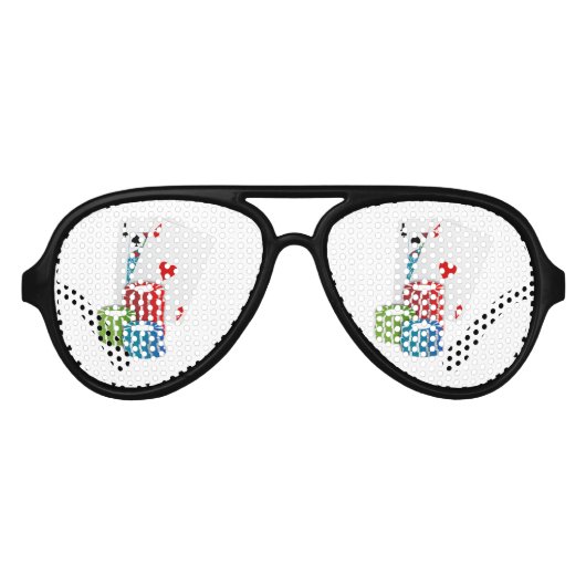 ブラックジャックとトランプのポーカーチップ アビエーターサングラス (正面)
