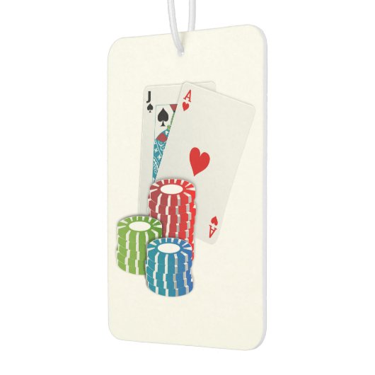 ブラックジャックとトランプのポーカーチップ カーエアーフレッシュナー (左)