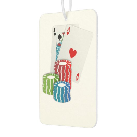 ブラックジャックとトランプのポーカーチップ カーエアーフレッシュナー (左)