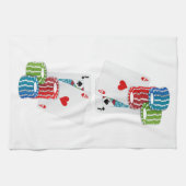 ブラックジャックとトランプのポーカーチップ キッチンタオル (横)