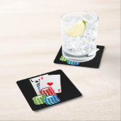 ブラックジャックとトランプのポーカーチップ スクエアペーパーコースター (インサイチュ)