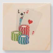 ブラックジャックとトランプのポーカーチップ ストーンコースター (正面)
