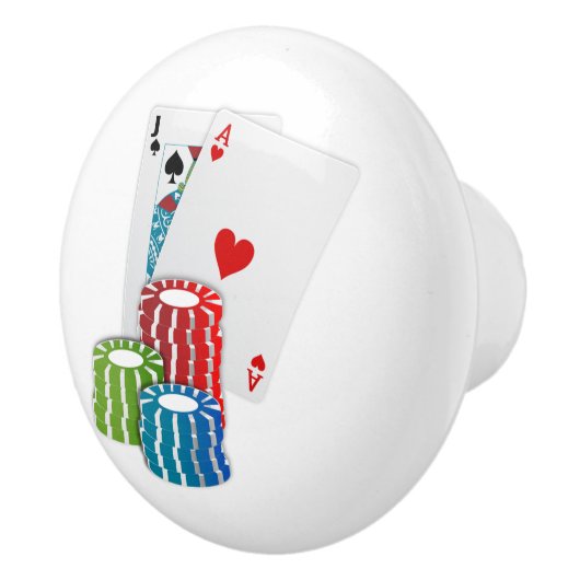 ブラックジャックとトランプのポーカーチップ セラミックノブ (右)