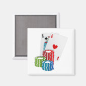 ブラックジャックとトランプのポーカーチップ マグネット (正面/裏面)