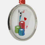 ブラックジャックとトランプのポーカーチップ メタルオーナメント (右)