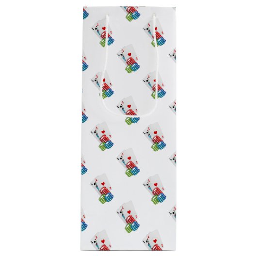 ブラックジャックとトランプのポーカーチップ ワインギフトバッグ (正面)