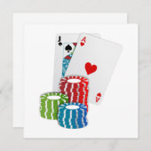 ブラックジャックとトランプのポーカーチップ 招待状 (正面/裏面)