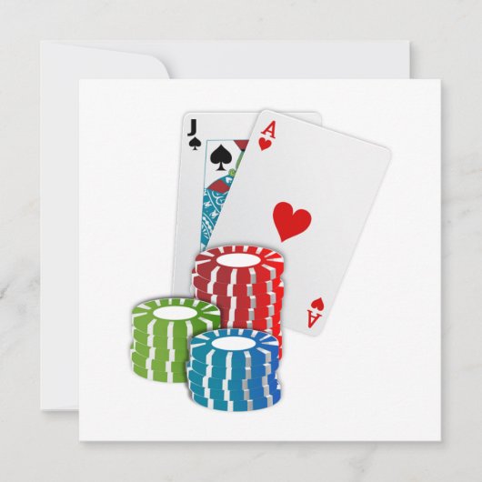 ブラックジャックとトランプのポーカーチップ 招待状 (正面)