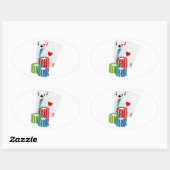 ブラックジャックとトランプのポーカーチップ 楕円形シール (シート)