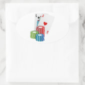 ブラックジャックとトランプのポーカーチップ 楕円形シール (バッグ)