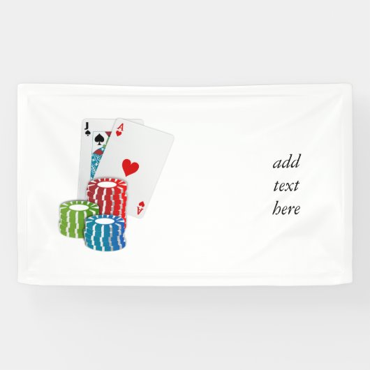 ブラックジャックとトランプのポーカーチップ 横断幕 (横)