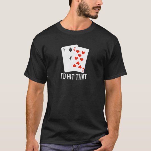 ブラックジャックカード11枚の賭博 Tシャツ (正面)