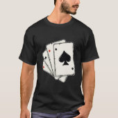 ブラックジャックトランプのポーカーテキサス州ホールドエム賭博カードプレイス Tシャツ (正面)