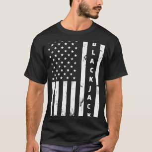 ブラックジャックヴィンテージUSフラッグ賭博カジノブラックジャック Tシャツ