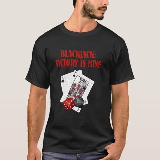 ブラックジャック勝利は鉱山ヴィンテージ賭博 Tシャツ (正面)