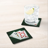 ブラックジャック21ポイント – エース、クイーン、テン スクエアペーパーコースター (インサイチュ)