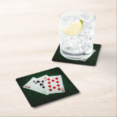 ブラックジャック21ポイント – エース、テン、テン スクエアペーパーコースター (インサイチュ)