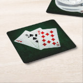 ブラックジャック21ポイント – エース、テン、テン スクエアペーパーコースター (アングル)