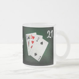 ブラックジャック21ポイント – キング、9、2 – 幸運 フロストグラスマグカップ