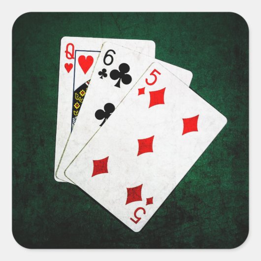 ブラックジャック21ポイント – クイーン、6、5 スクエアシール (正面)